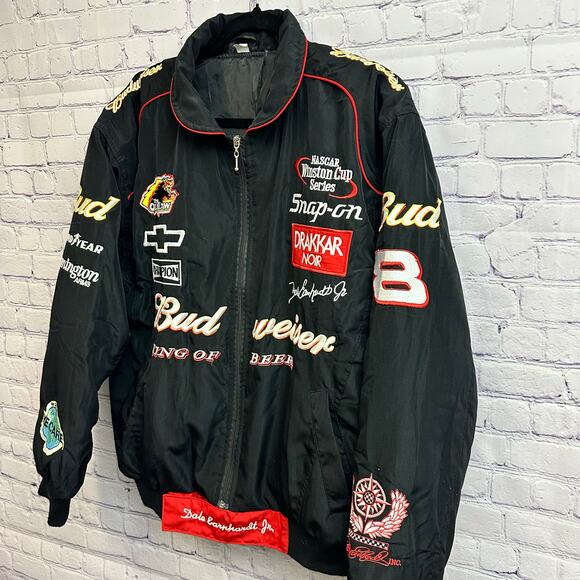 Dale Earnhardt Jr Budweiser NASCAR Racing Black Jacket Men's XL Vintage Y2K - Picture 5 of 10
